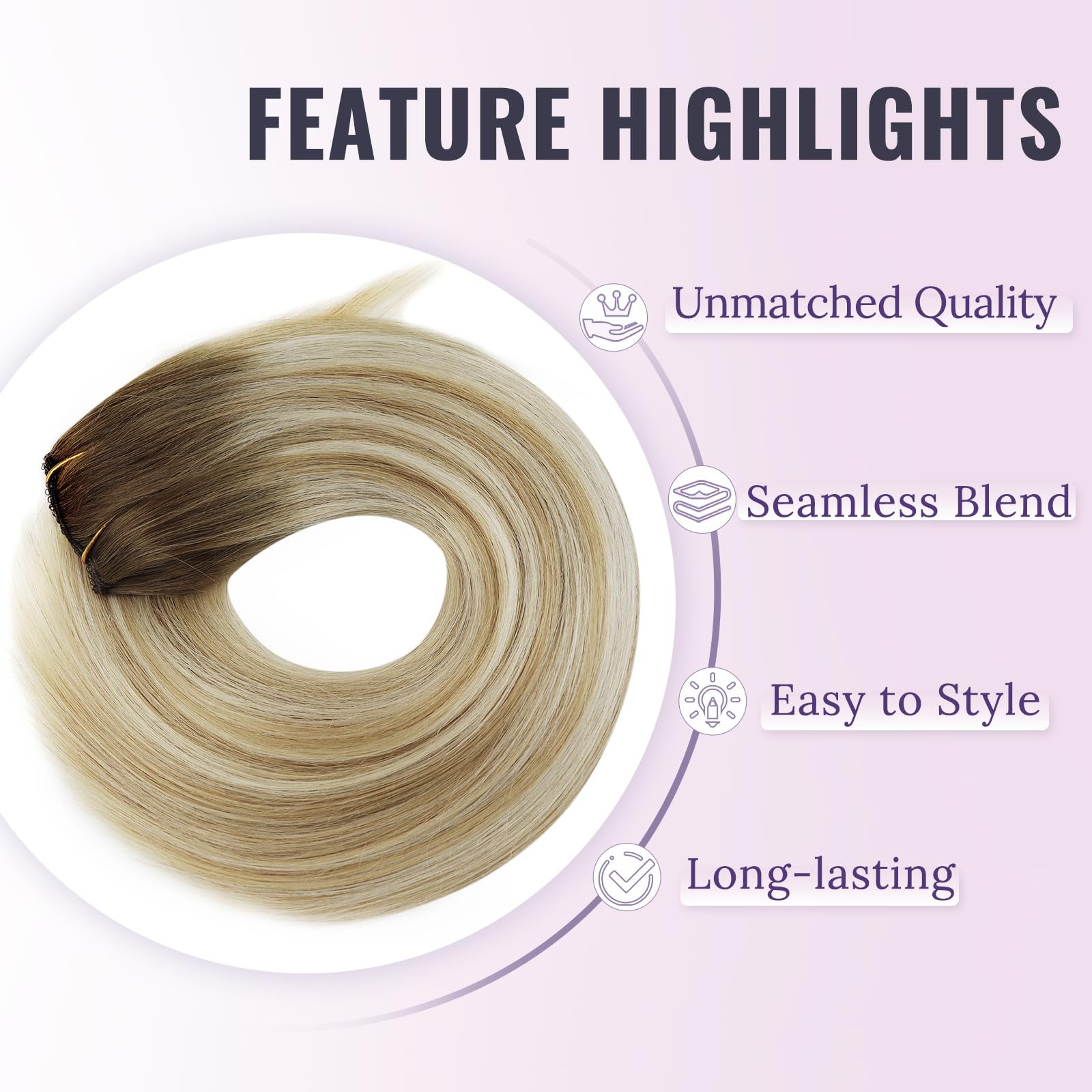 Fshine Filo Invisibile Capelli Veri Dei Capelli Umani Reale 127G 18 Pollici Extension Capelli Veri Castano Medio Che Sfuma Nel Biondo E Nel Biondo Wire Capelli Veri Remy Lisci #6/27/60