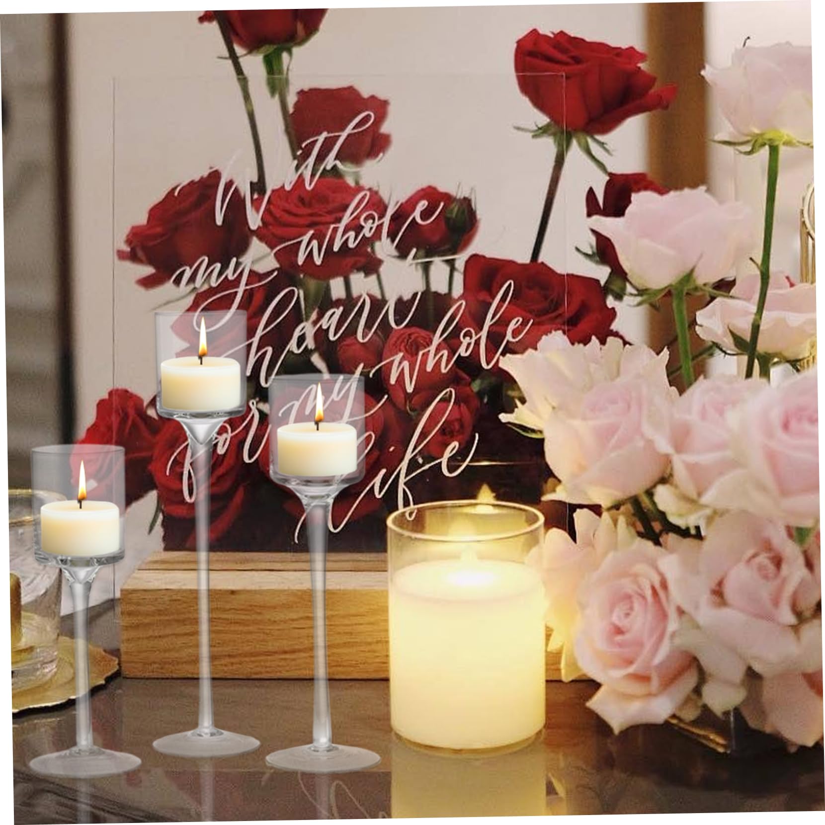 Set Di 3 Portacandele In Cristallo Sfaccettato, Centrotavola Moderno In Vetro Trasparente Per Candele A Colonna, Elegante Décor Per Matrimonio E Casa