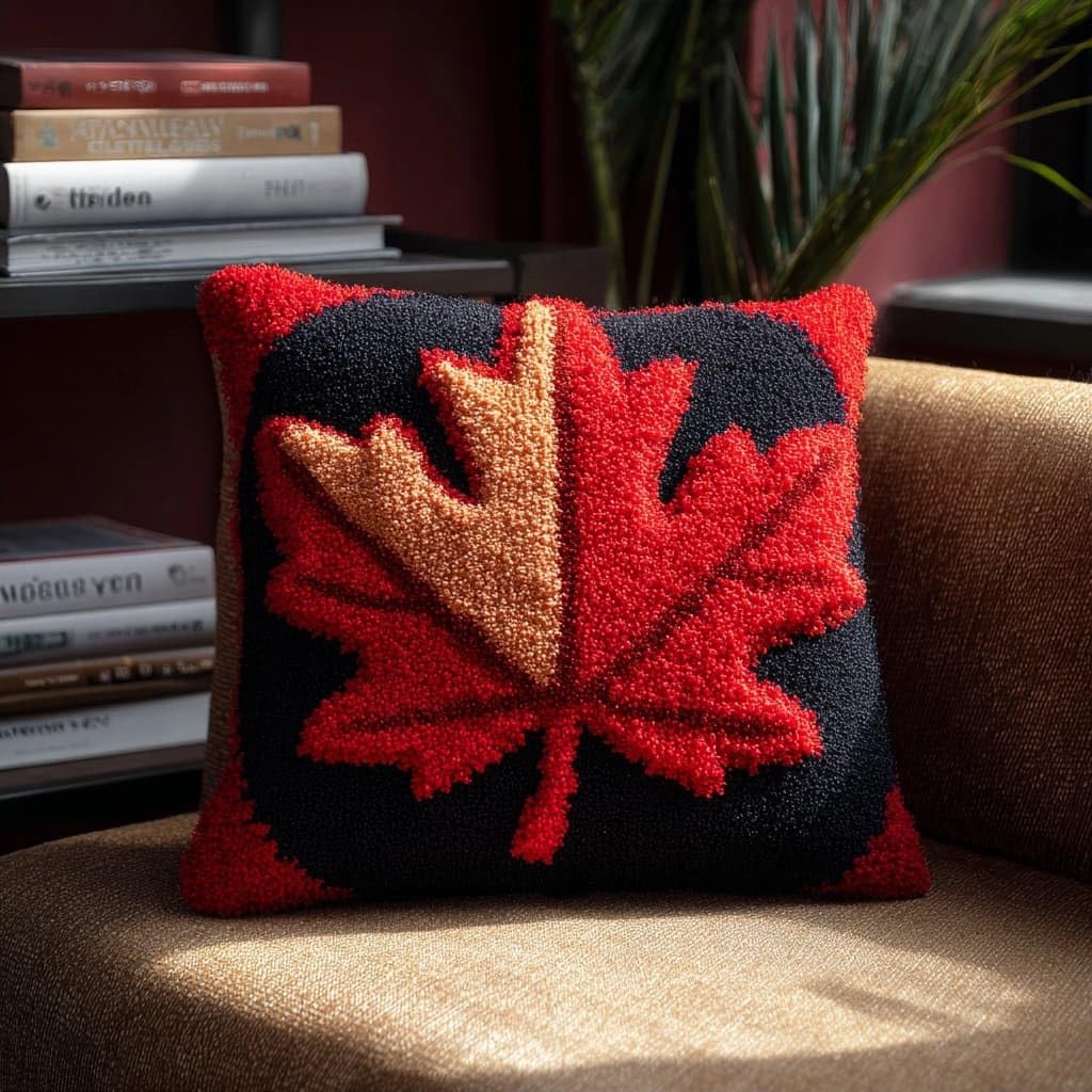Henypt Latch Hook Cushions Kits Maple Leaves