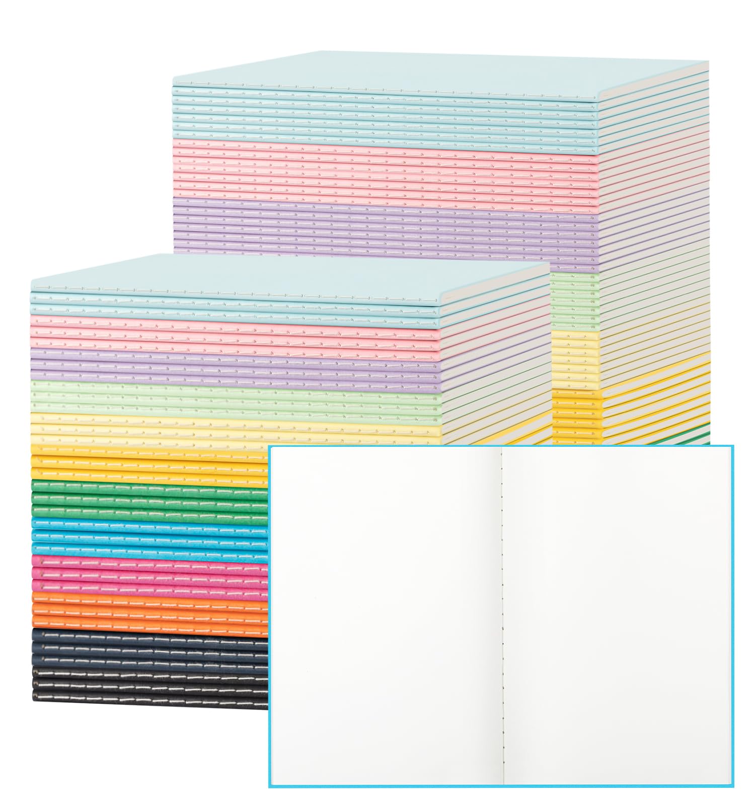 Paquete de 120 cuadernos coloridos en blanco para escribir, diarios a granel, libros de composición A5, 8.3 x 5.5 pulgadas, 60 páginas, 30 hojas de cuadernos de bocetos para suministros de
