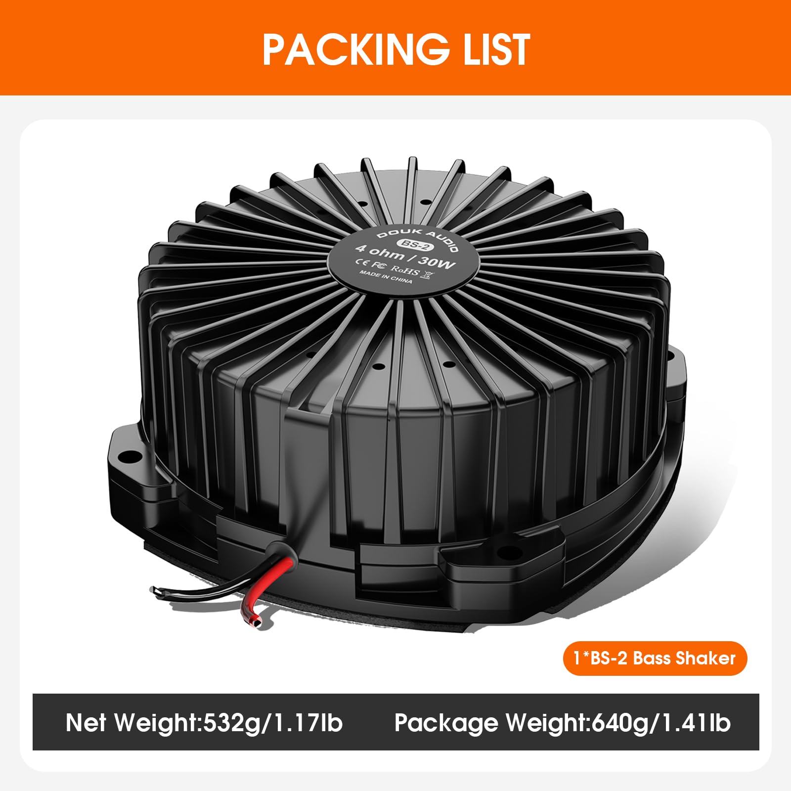 Douk Audio BS-2 Bass Shaker: 30 W Taktiler Wandler – Subwoofer-Tieftöner für Heimkino, Car-Audio und Vibrationserlebnisse im Gaming-Sessel