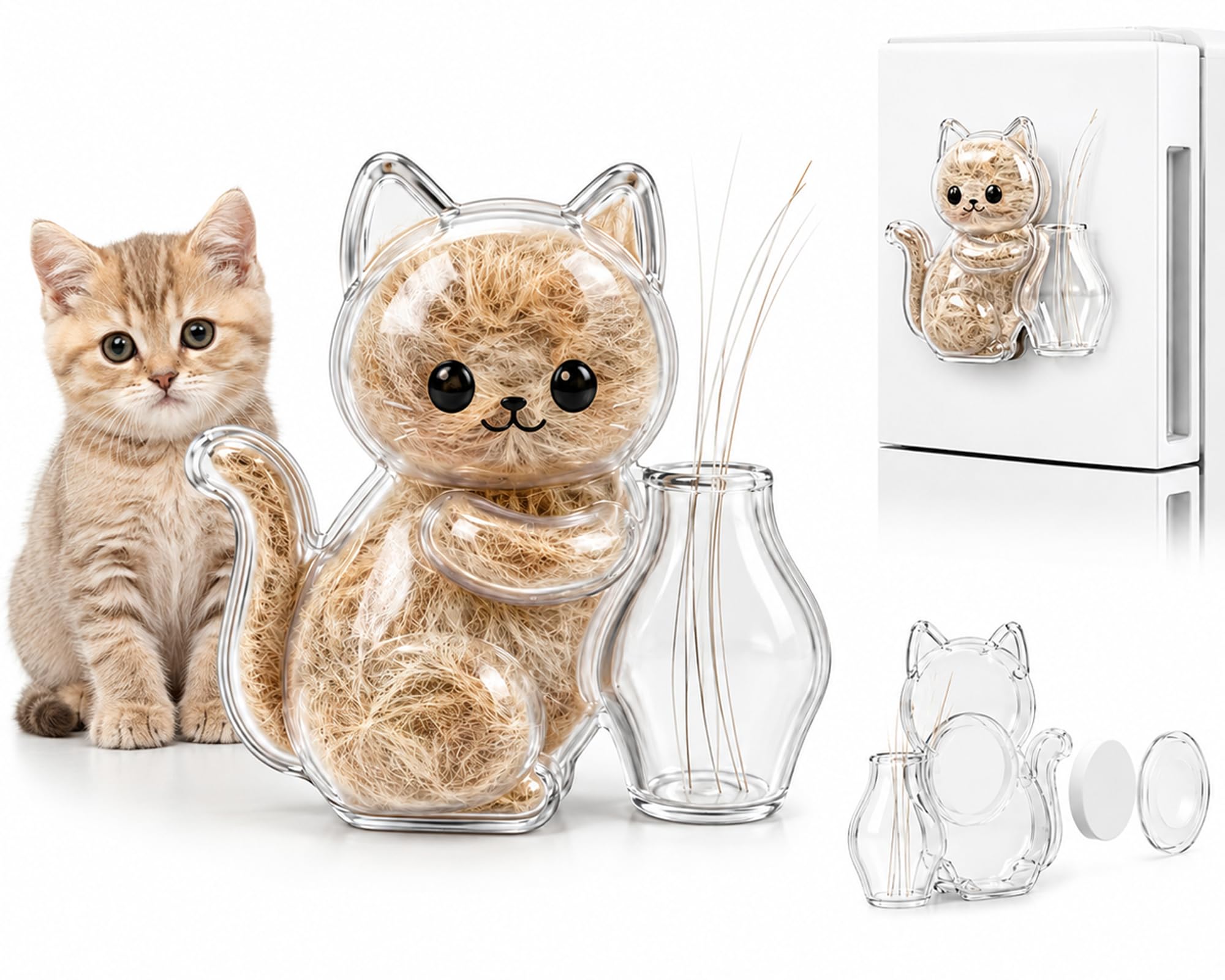 Amazon.co.jp: 猫のひげホルダー冷蔵庫マグネット、透明ABS製猫のひげ