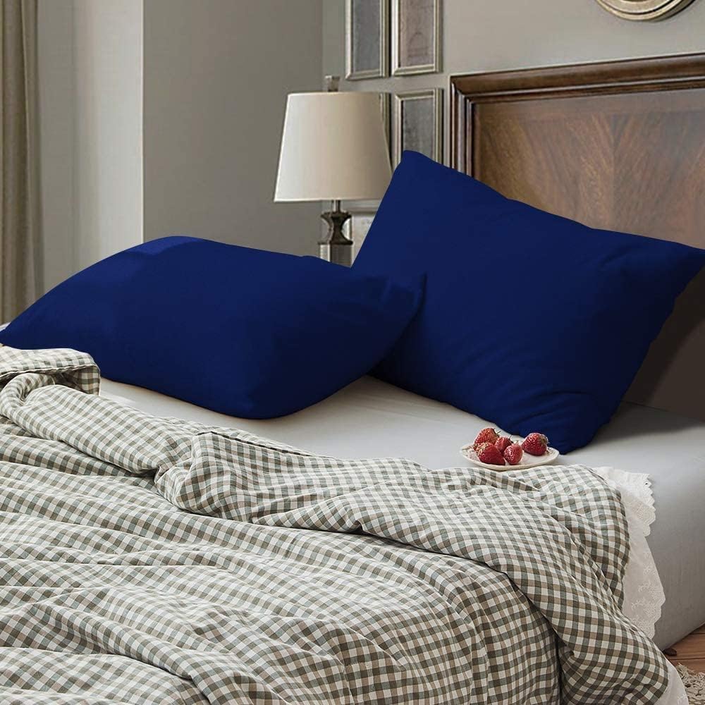 600 TC Super Soft 100% Egyptian Cotton Pillow Covers 18 x 32 Inches - Egyptian Cotton Set of 2 Pillow Cover Set Envelope Closure Pillowcase - Navy Blue