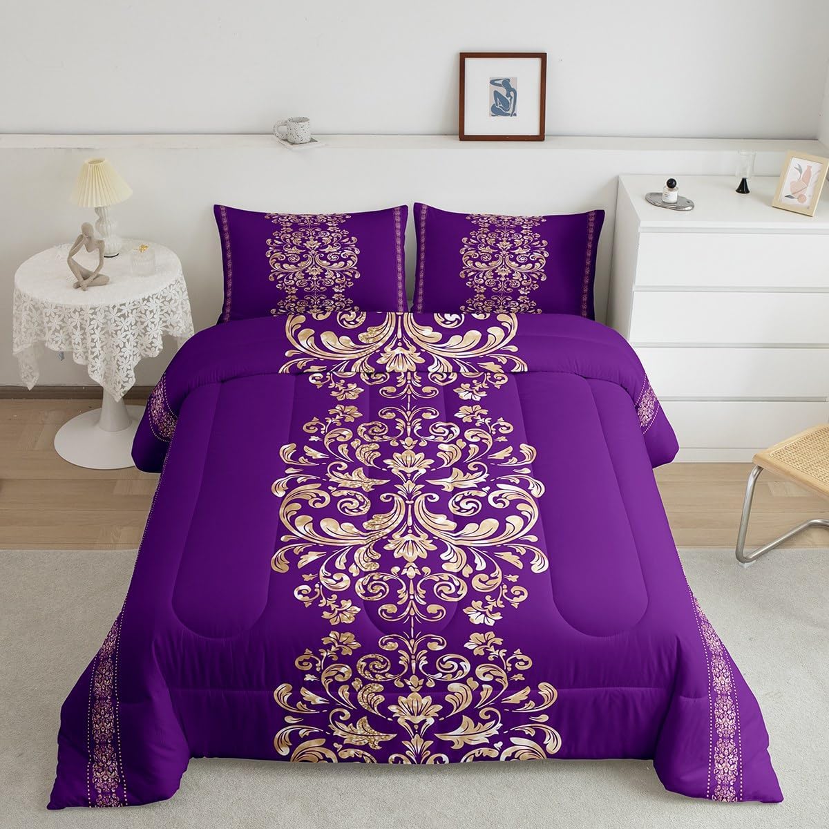 Paisley Bedding Set for Adult Girls Women Black Floral Flower Leaves Comforter Set Twin Size Modern Luxury Design Hotel Style Down Comforter Warm Soft Room Decor Duvet Set, Rose Red Pink