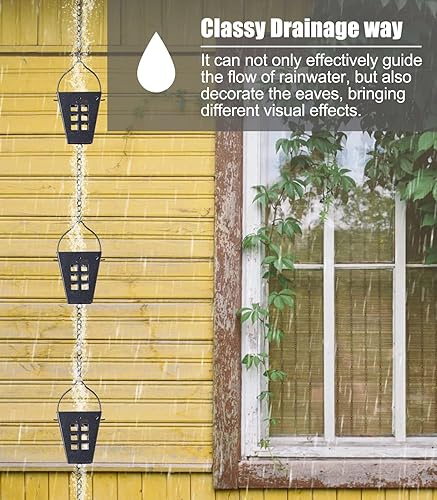 Miniatura 3 de EliteBloom Rain Chain Aluminium Alloy Square Rain Catcher Chain, Adjustable Gutter Rain Chain, Hanging Divert Water Downspout Chain for