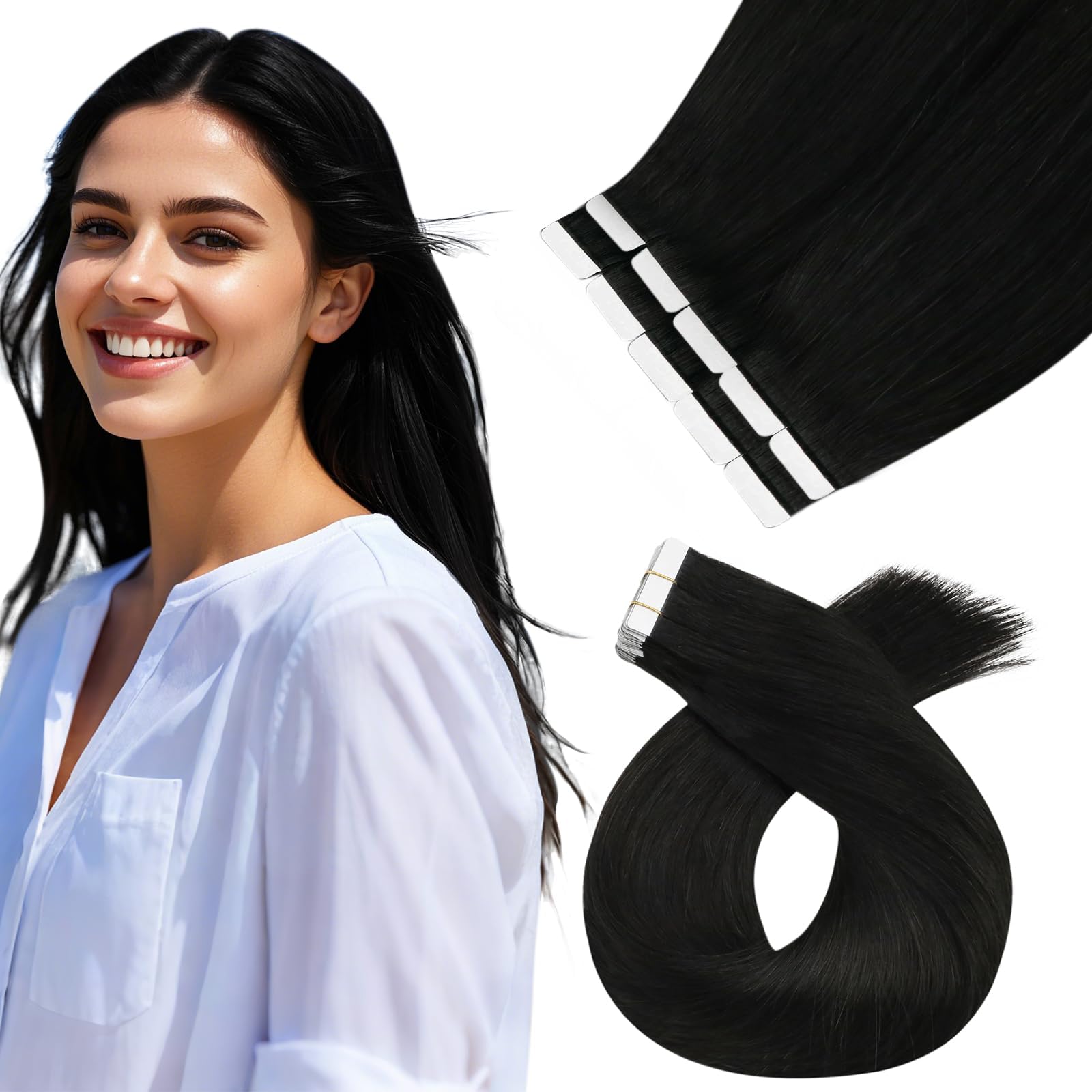 Moresoo Extensions Echthaar Tape in Unsichtbar Tape Extensions Echthaar