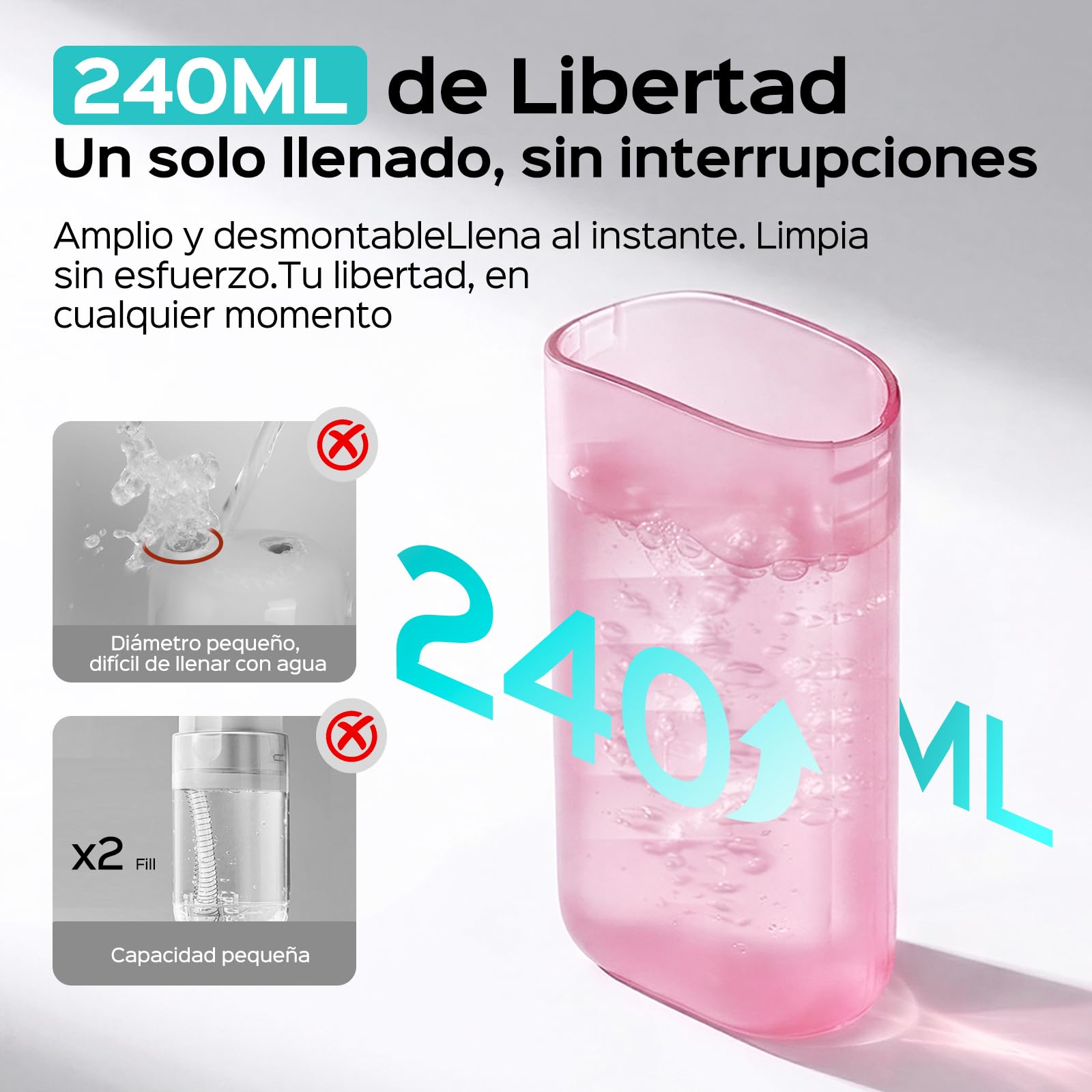 Hydropulseur portable COSLUS pour les voyages : Mini hydropulseur avec réservoir télescopique de 240 ml, noir anthracite, T50