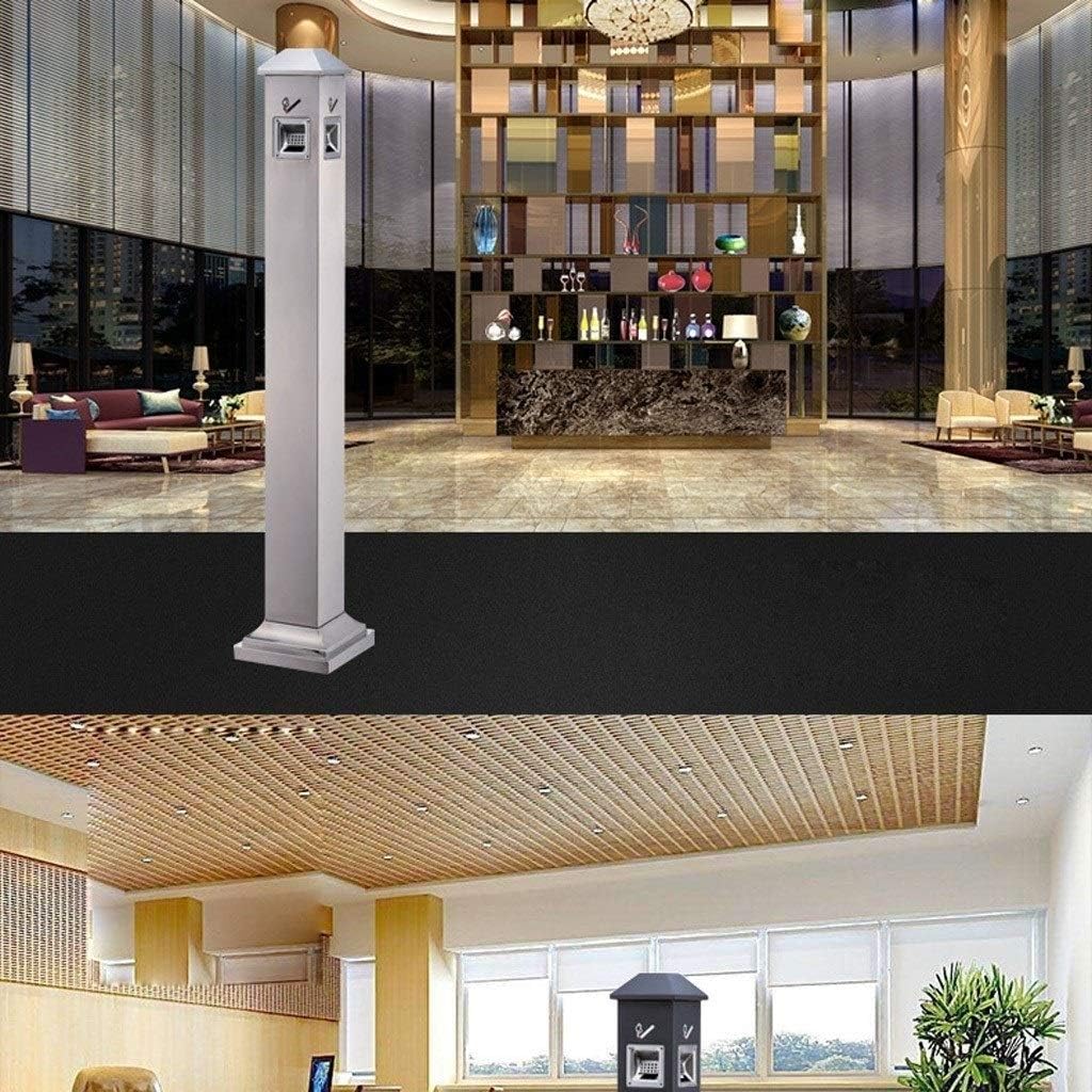 Waste Bins,Rrubbish Bin Trash Can Outdoor Stainless Steel Vertical Trash Can with Ashtray for School Airport Hospital Hotel Kitchen Trash Can/Gray/a