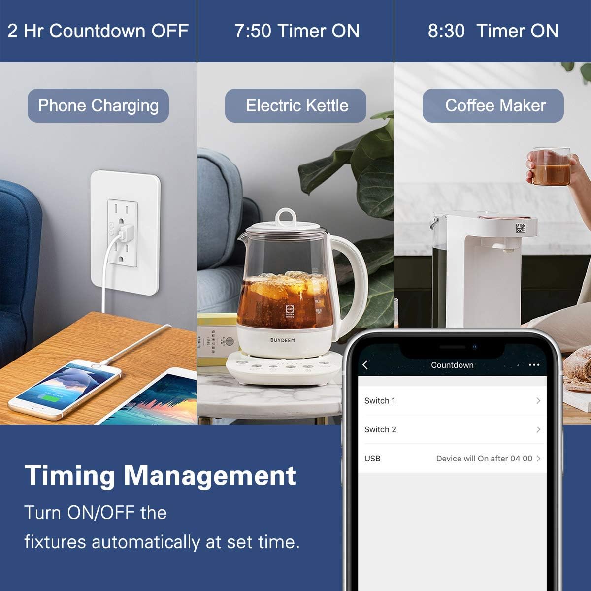 Blасk Frіdау - 70% оƒƒ MoKo Smart WiFi In-wall Socket with 2 Outlets 1 USB Charging Port 15A Electrical Smart In Wall Timer Plug Work with Alexa Echo/Google Home/SmartThings Remote control Timing function,Only 2.4GHz,3 Pack