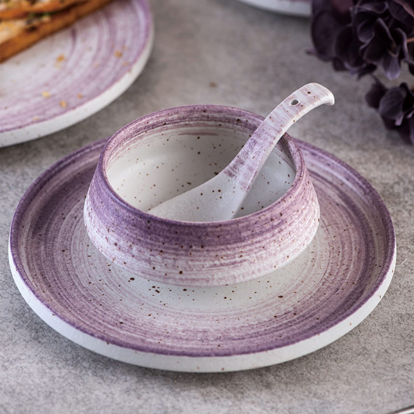 55-częściowy zestaw naczyń obiadowych z kamionki, zestawy obiadowe z porcelany, zestaw obiadowy, zestaw naczyń ceramicznych, zestawy talerzy i misek, komplet naczyń obiadowych, serwis dla 8 osób,