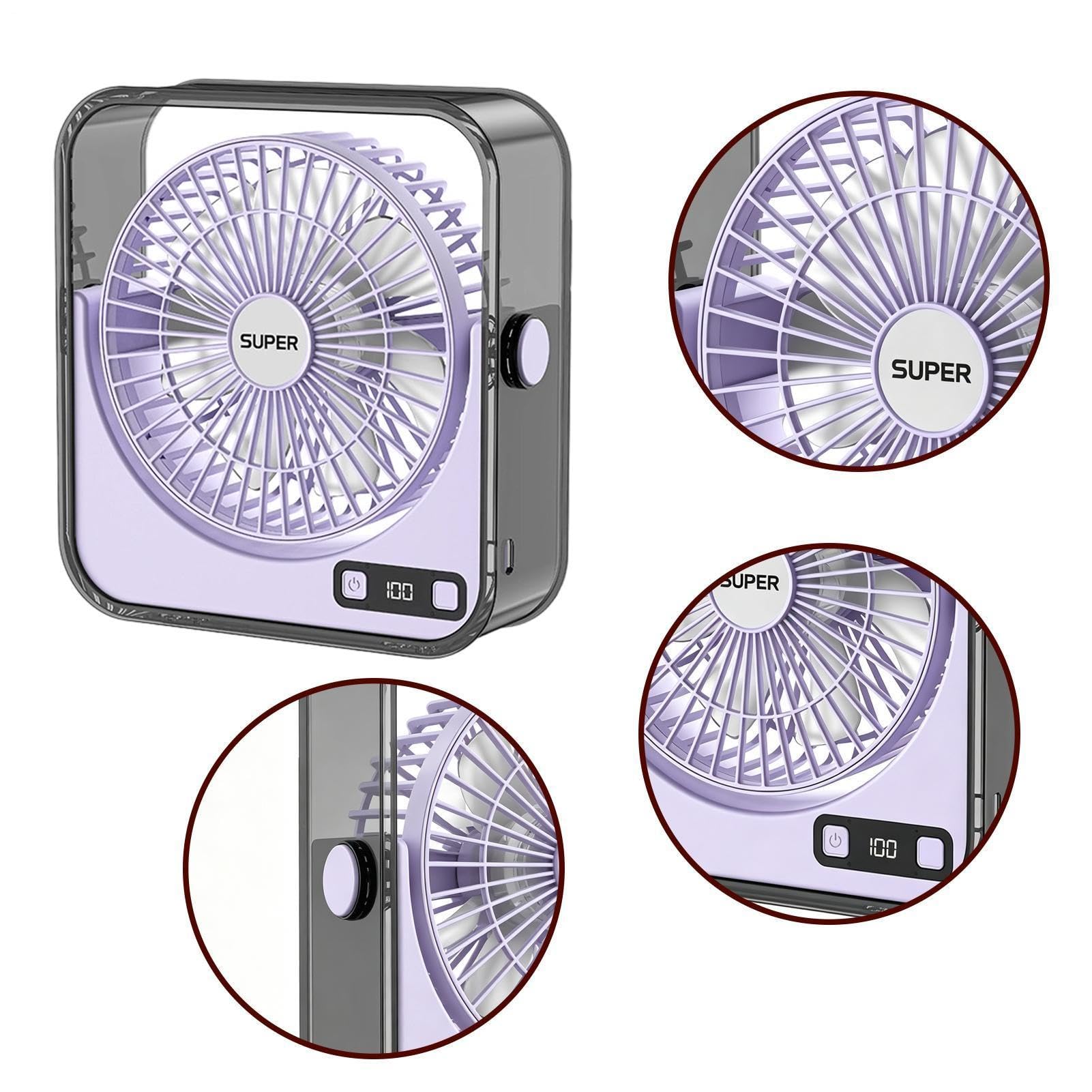 Ventilatore Da Scrivania Per Ufficio Portatile Ricaricabile A Basso Rumore | Silenzioso Mini Ventilatore da Scrivania Per Tavolo Ufficio Camera Da Banco Viaggio Crociera Bagno Campeggio Palestra