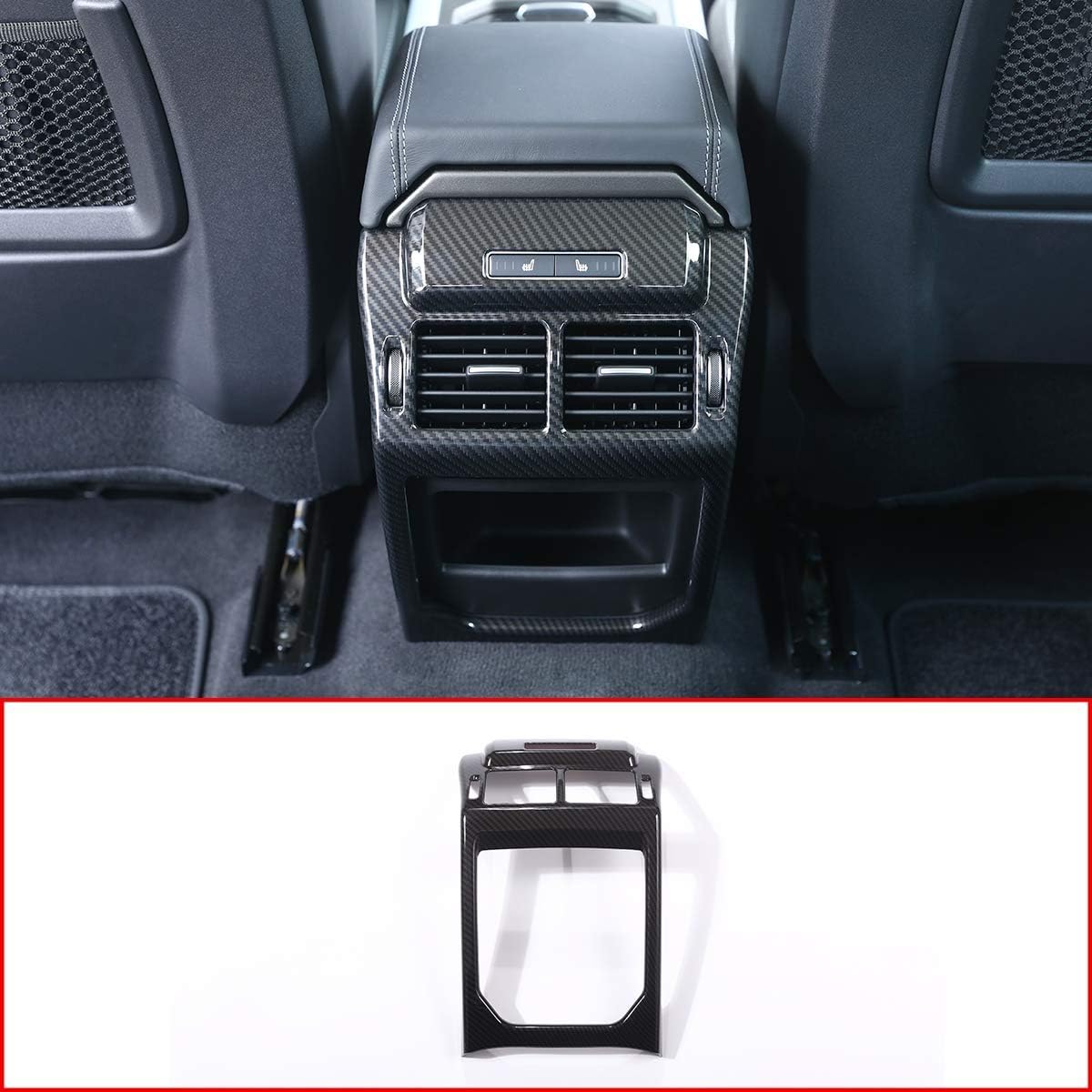 Carbon Fiber Rear Row Air Conditioner Outlet Vent Frame Trim 1pc for Land Rover Range Rover Evoque 2012-2017