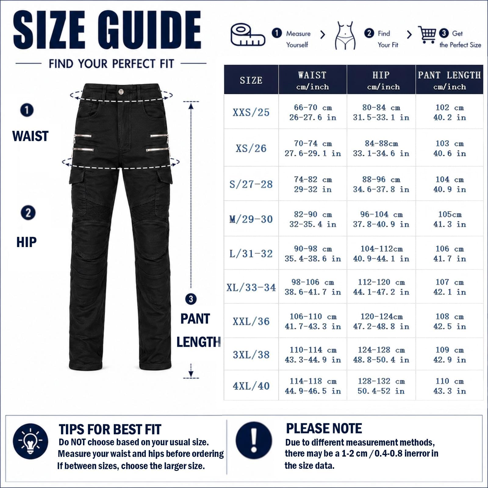 Ijeans Moto Donna,Pantaloni Moto Donna, Cargo Biker Hose Damen, Vorgeformter Schnitt, Mehrere Taschen, Urban Motorradbekleidung Damen 4 Jahreszeiten