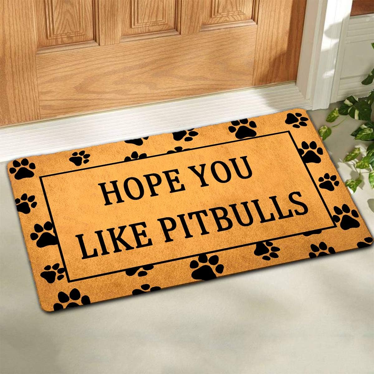 GXFC Welcome Mat with Rubber Back - Hope You Like Pitbulls Dog Theme Door Rug for Entrance Way - Monogram Mats for Front Door - No Slip Kitchen Rug - 30"L x 18"W