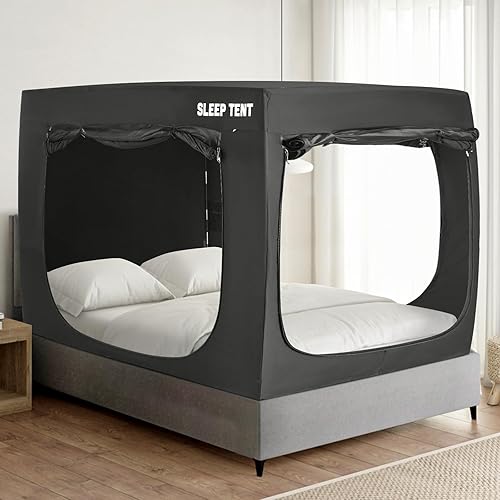 Vista 21 de King Size Bed Tent, Portable Sleeping Tents Dream Tents Indoor for Kids and Adult, Blackout 93% Breathable Privacy Space on Bed with Three Doors