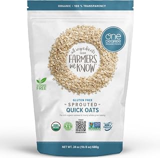 One Degree Organic Gluten-Free Sprouted Quick Oats 24oz - Easy Digest Non-GMO Breakfast Oats
