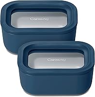 Vista 65 de Caraway Set de 2 piezas de recipientes de vidrio para almacenamiento de alimentos - (2) recipientes de vidrio de 1.75 tazas - Vidrio recubierto