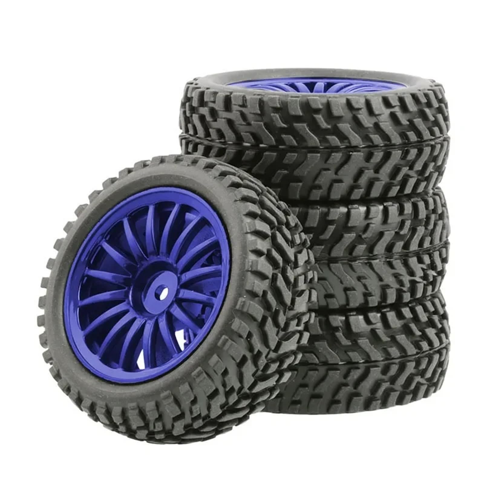 Neumático RC para Wltoys 144001 para Scx10 para TRX-4 para Tamiya para Buggy 1/14 1/16 1/10 75mm Rueda Neumáticos 12mm Bujes Hexagonales Goma Todoterreno RC Coche(Blue)