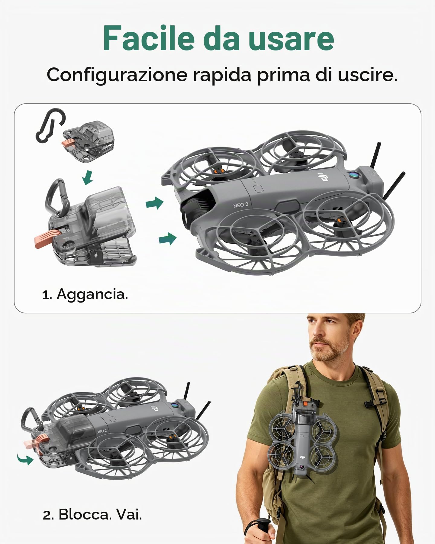 Protezione gimbal per drone DJI Neo 2 | Solo per DJI Neo 2, copertura cardanica compatta con moschettone per zaino, escursionismo, campeggio, viaggi e conservazione