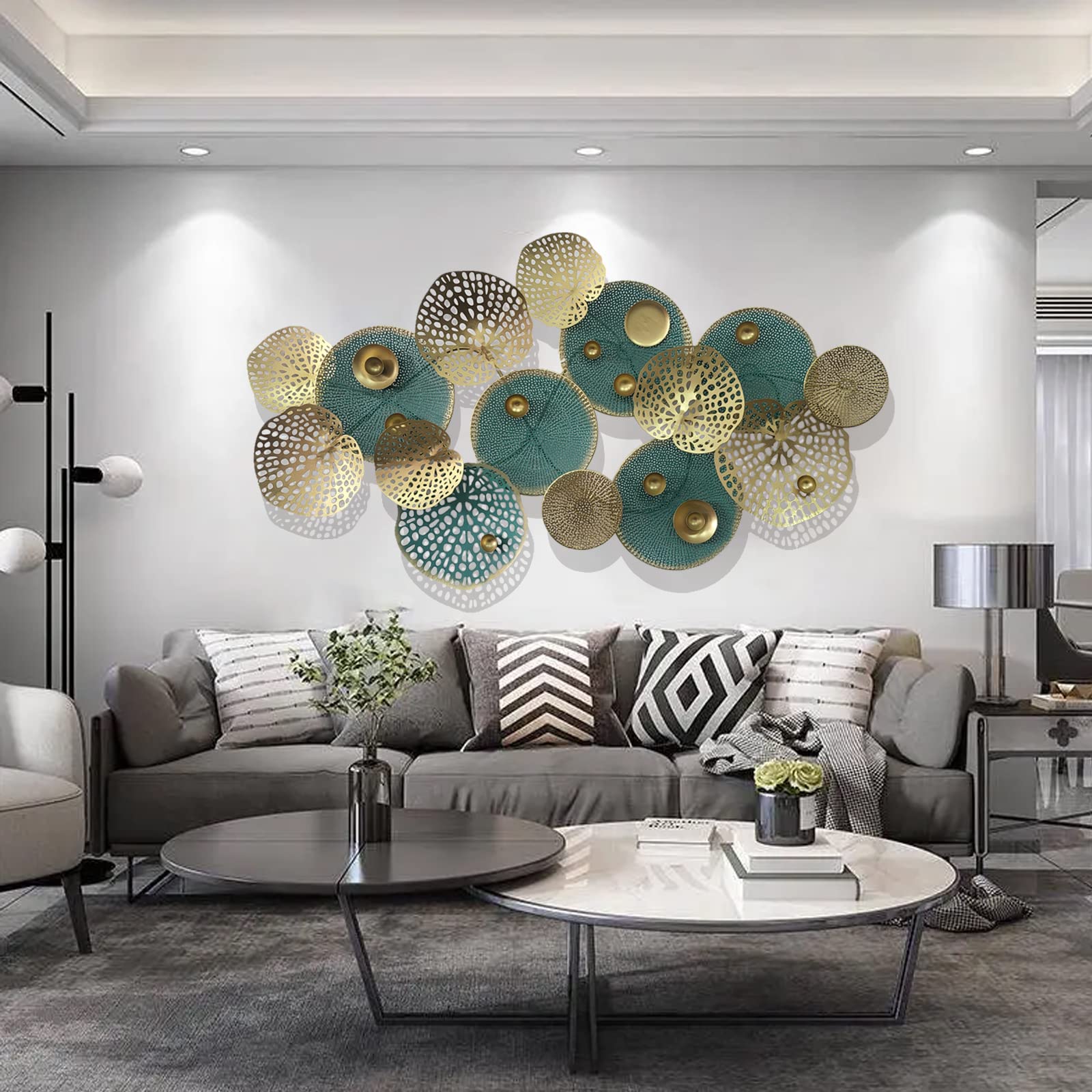 GERHWASH Metalen wanddecoratie - Moderne wanddecoratie voor slaapkamer - Grote wandsculpturen - Metalen wanddecoratie - Gang wanddecoratie - 60 x 50 cm