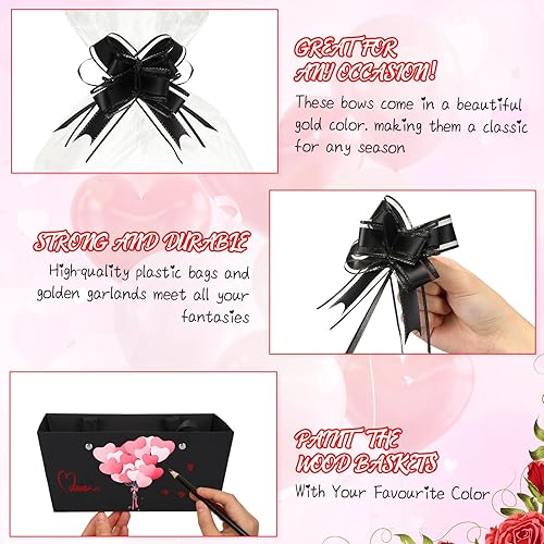 Miniatura 10 de Colarr 12 cestas para regalos vacías para llenar con asas, 12 bolsas de regalo a granel, 12 cintas de lazos, bricolaje para bodas, despedidas de