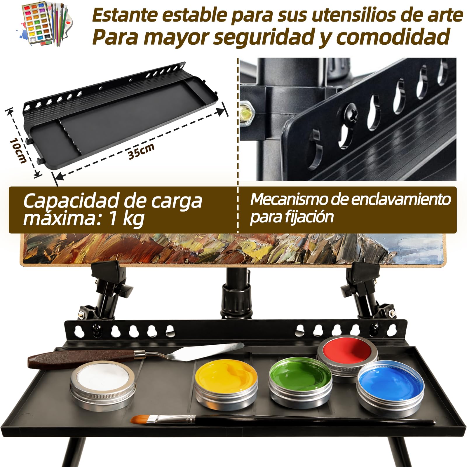 Caballete de aluminio 52-162 cm, caballete ajustable con bolsa