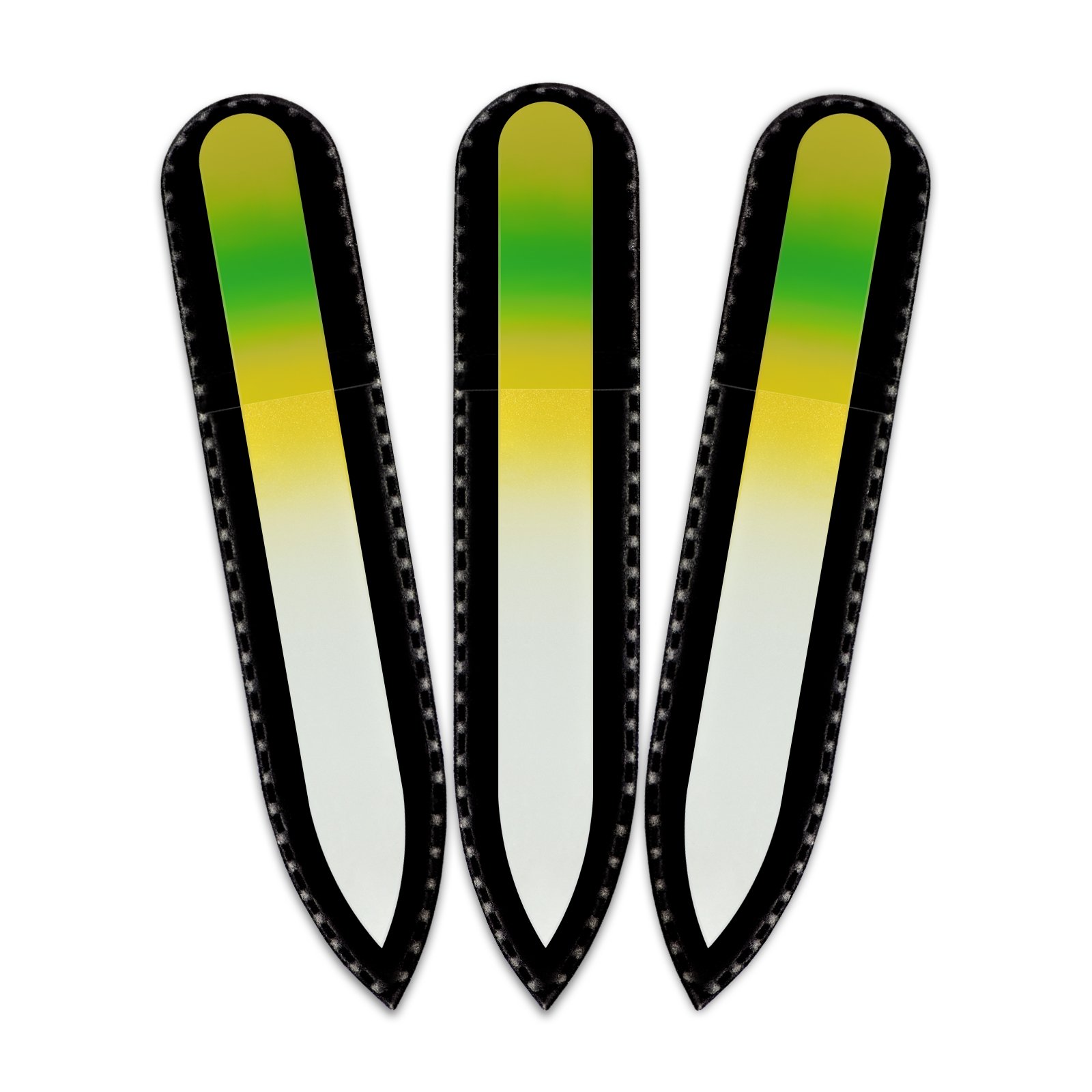 Mont Bleu Rainbow Crystal Nail File in Black Pouch - Small - Purse Size - Tempered Glass - Handmade in Czech Republic - Premium Glass File