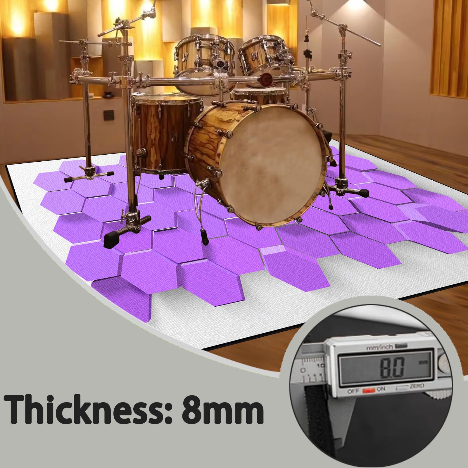Dywan z baterią akustyczną, dźwiękoszczelny dywanik z baterią, elektroniczny dywanik do bębna basowego, antypoślizgowy do bębna basowego i innych elementów zestawu dywaników do dywanika 180 x 150 cm