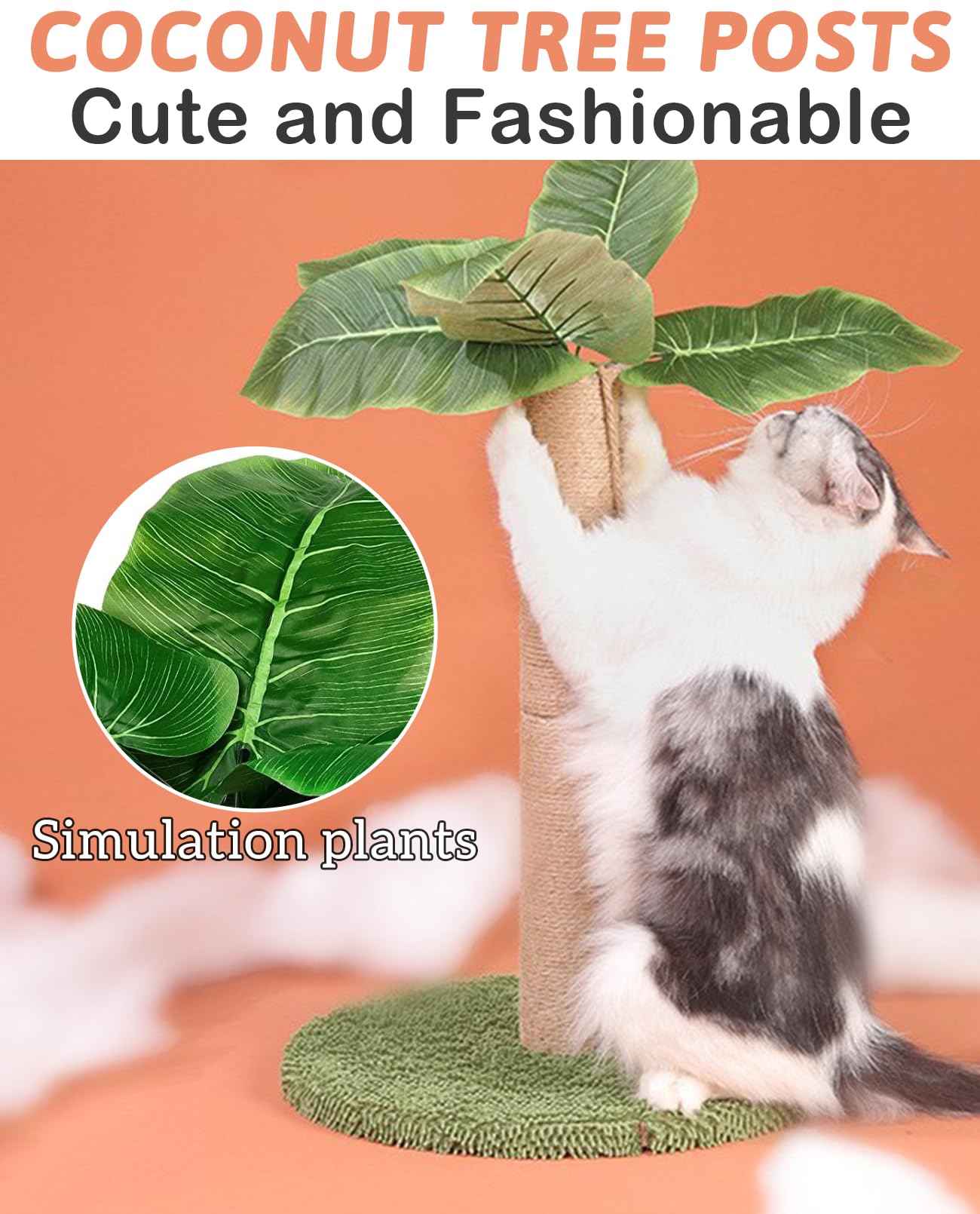 BNOSDM 24" Small Cat Scratching Posts for Indoor Cats Coconut Tree Sisal Ropes Claw Scratchers Dangling Ball Cute Kitten Scratch Post Kitty Activity Center for Kittens