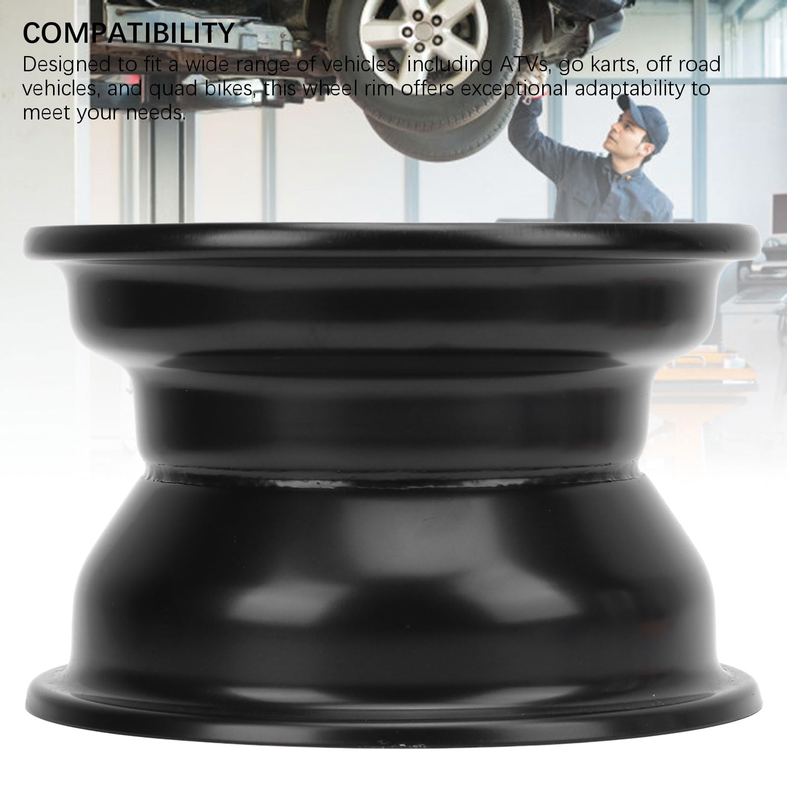 SIXRUN Jante en Alliage d'Aluminium 16x8.00-7, 7 Pouces, Noir, pour VTT, Go Karts, Chariots, Espacement des Trous 78mm