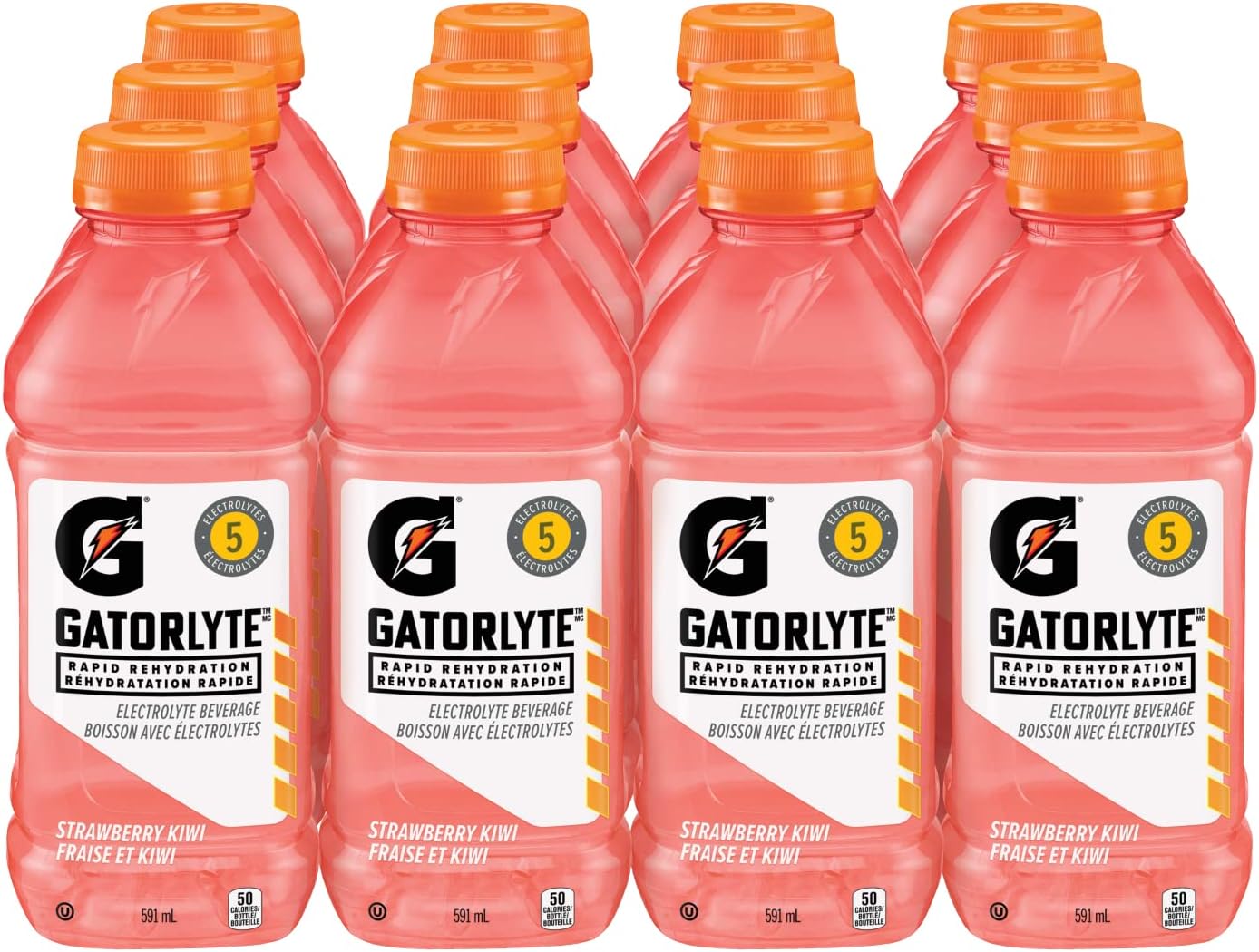 Gatorade Gatorlyte Strawberry Kiwi Electrolyte Beverage, 591 mL Bottles