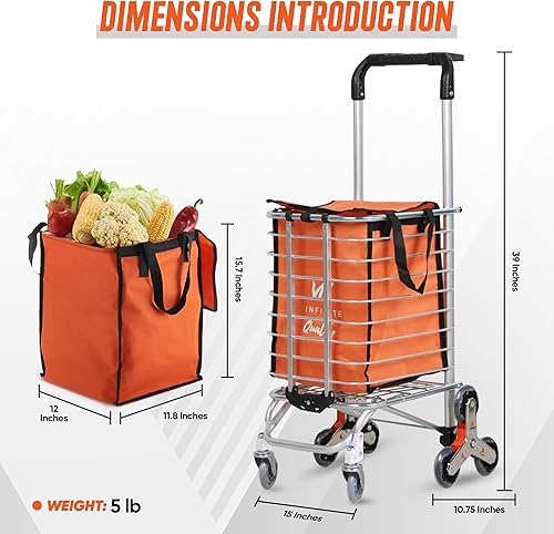 Miniatura 2 de Carrito de compras versátil con ruedas, carrito de almacenamiento plegable para lavandería, comestibles, picnic y organización del hogar, color