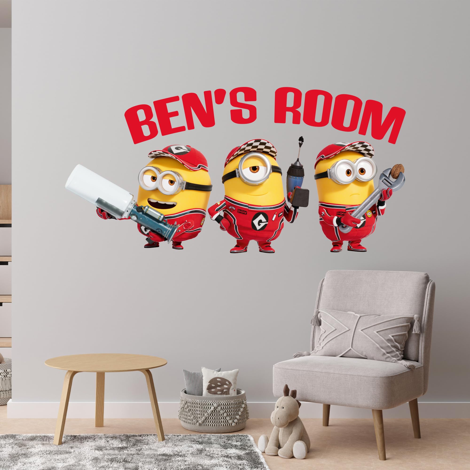 Themed Yellow Despicable Me 4 - Minions Grucrew Personalised Wall Sticker (60Cm Width X 30Cm Height)