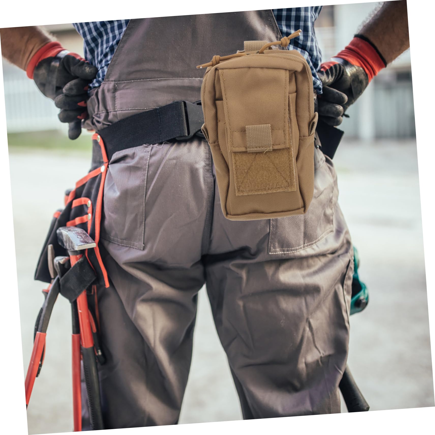 ibasenice Portamonete da Appendere sospeso Piccolo Campeggio Palestra marsupi da Cintura per Uomo Borsa per Cellulare Borsa appesa Custodia Panno Oxford Khaki