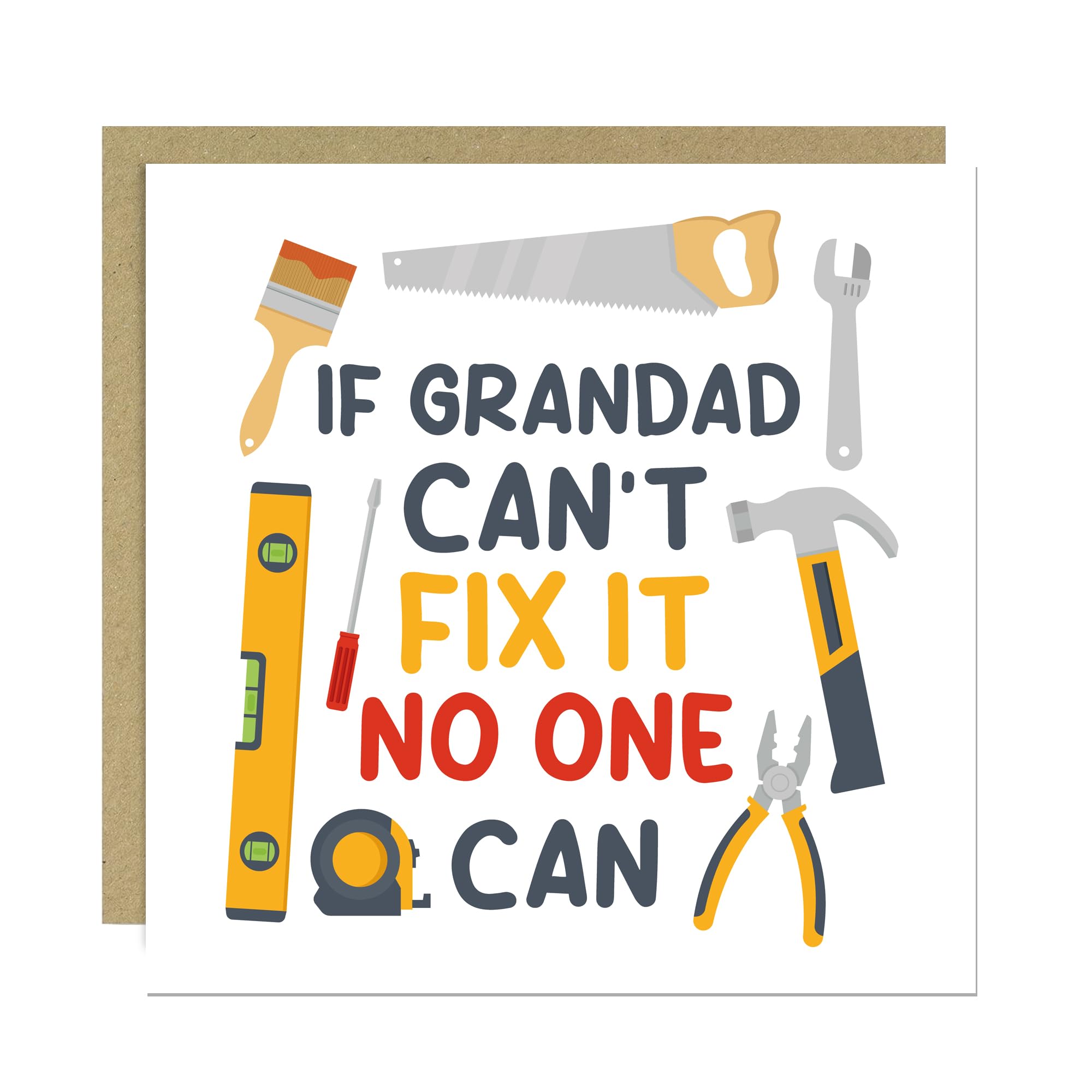 RED OCEAN Funny Birthday Card For Grandad If Grandad Cant Fix It No One Can Card For With Kraft Envelope Joke Humour Fathers Day From Granddaughter Grandson