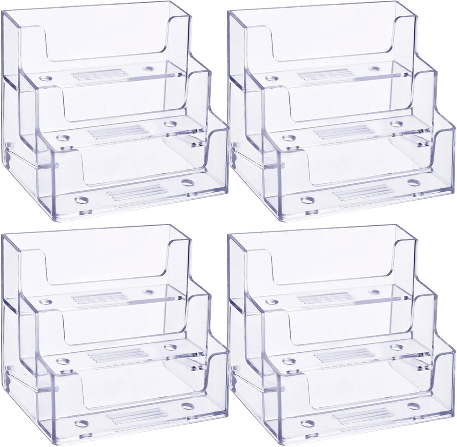 TecUnite 2 Pieces Business Card Holder for Desk 3 Tiers Clear Acrylic Stand for Business Card Organizer Storage Holder Display for Office and Company, 180 Cards Capacity
