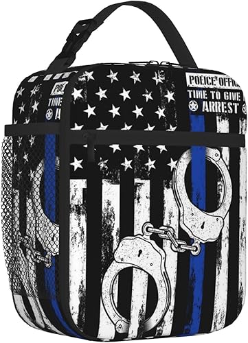 Miniatura 2 de SWEET TANG Lonchera para adultos, bolsa de almuerzo aislada para mujeres, lonchera reutilizable, espaciosa bolsa de almuerzo (línea azul fina,