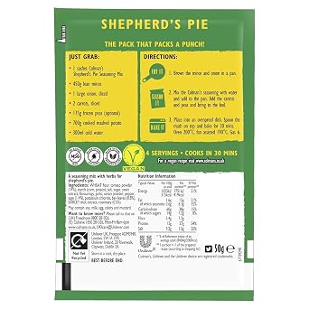 Colman's Shepherd's Pie Recipe Mix perfect with creamy mashed potato quick to prepare pie mix 50 g