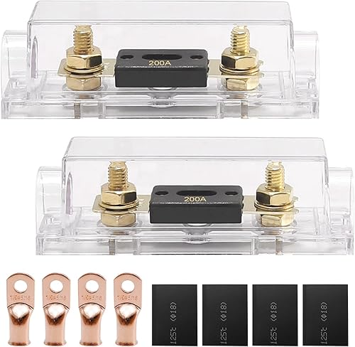 Miniatura 8 de Soporte de fusible ANL de 200 amperios de audio para automóvil, bloque de fusibles ANL calibre 024 AWG en línea con fusible de batería de 200 A con