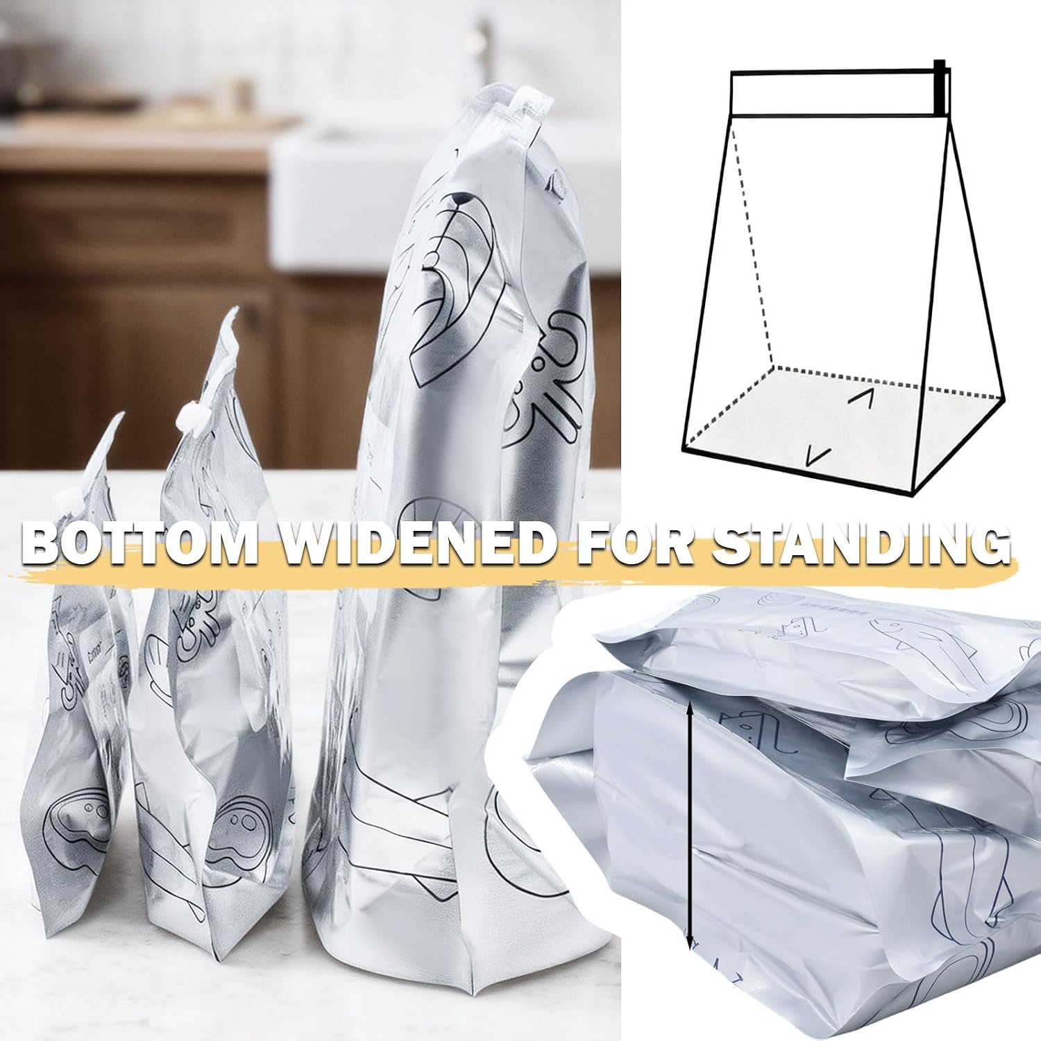 Reusable Aluminum Foil Storage Bags,Vacuum Zipper Pouches (30, Medium) image 4