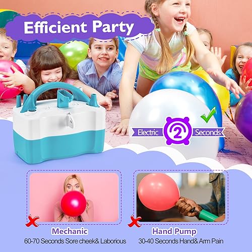 Miniatura 8 de AGPTEK Electric Air Balloon Pump, 110V 600W Rose Red Portable Dual Nozzle InflatorBlower for Party Decoration