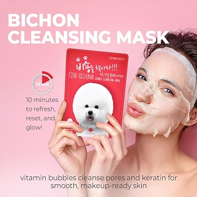 Mascarilla limpiadora de burbujas Pioom Bichon, mascarilla facial espumosa, limpieza profunda de poros, mascarilla limpiadora facial suave, paquete de 10,
