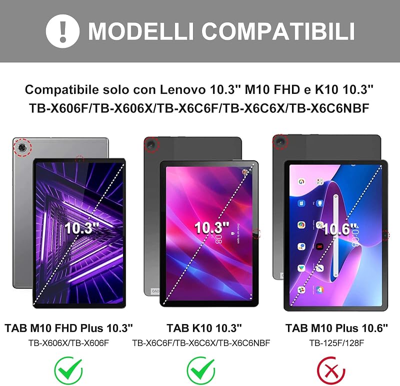 JADEMALL Lenovo Tab M10 FHD Plus 10.3" Billentyűzet Tok Bluetooth Világítással Toll Tartóval Fekete