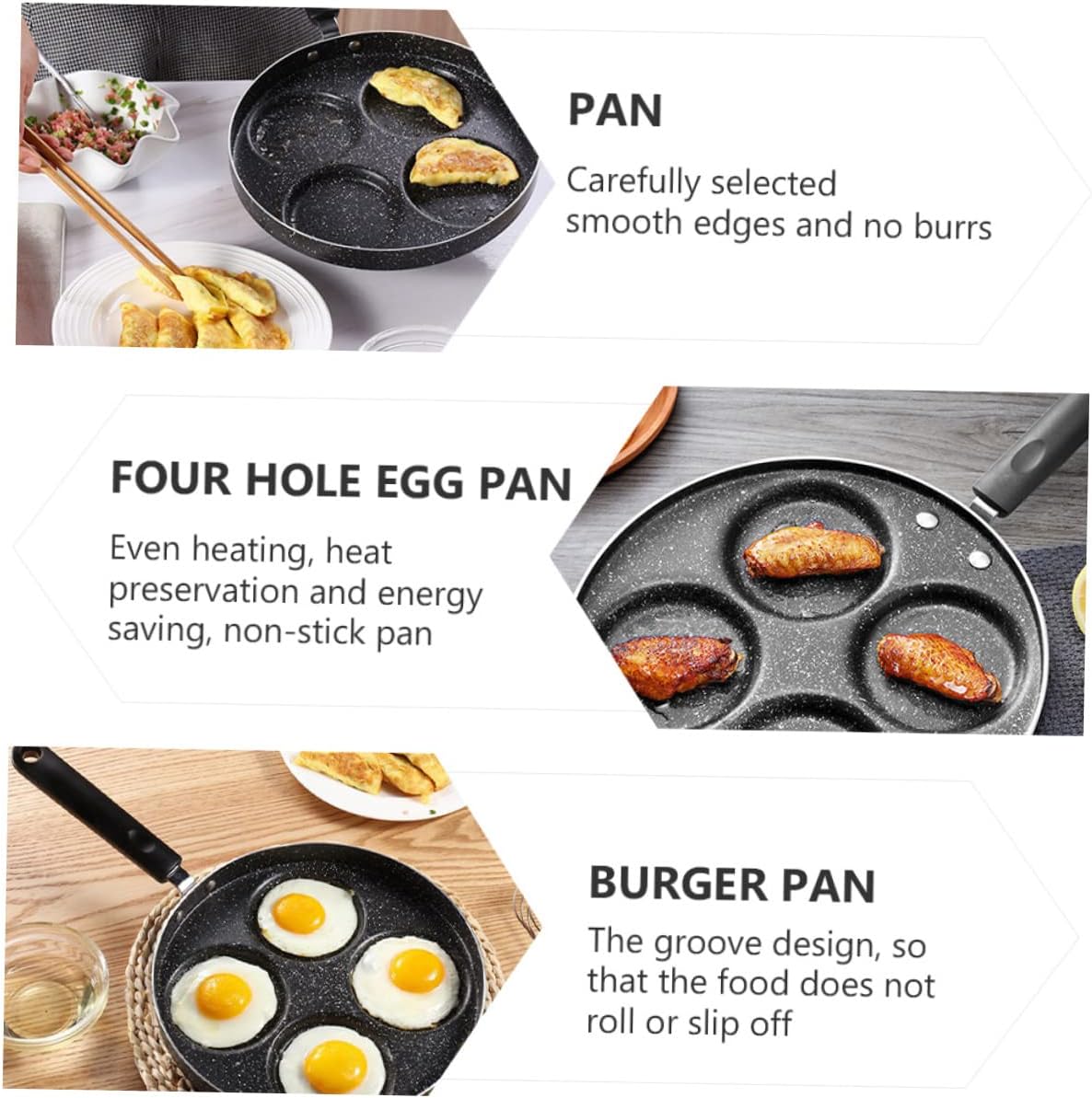 STOBAZA Non-stick Omelette Pan Skillet Stone Egg Frying Pan Mini Burger for Kitchen Cooking Style