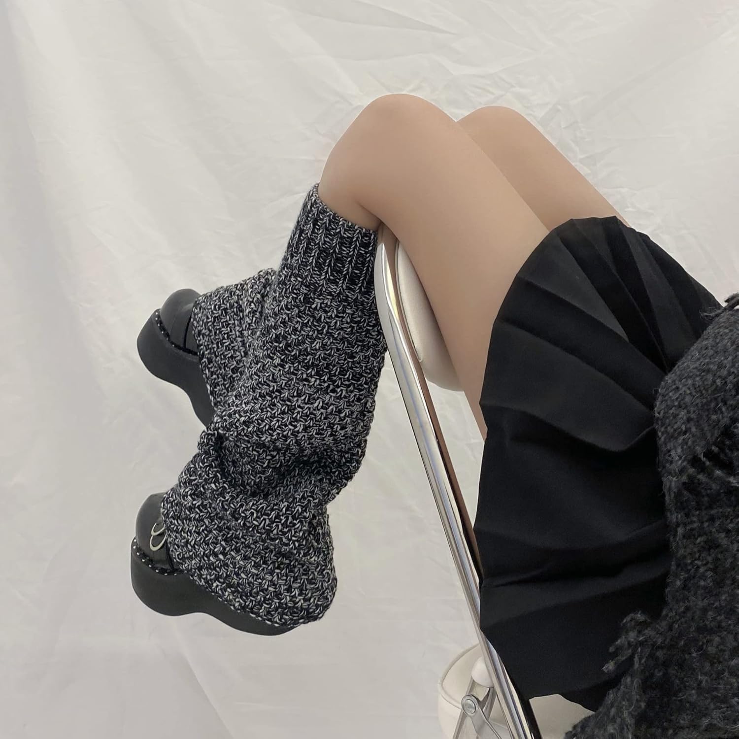 [UONIFANS] 1足/3足/5足セット JK 秋冬クールブラックルーズワイドレッグフレアレッグスリーブ 女性用太針ウールクラシ