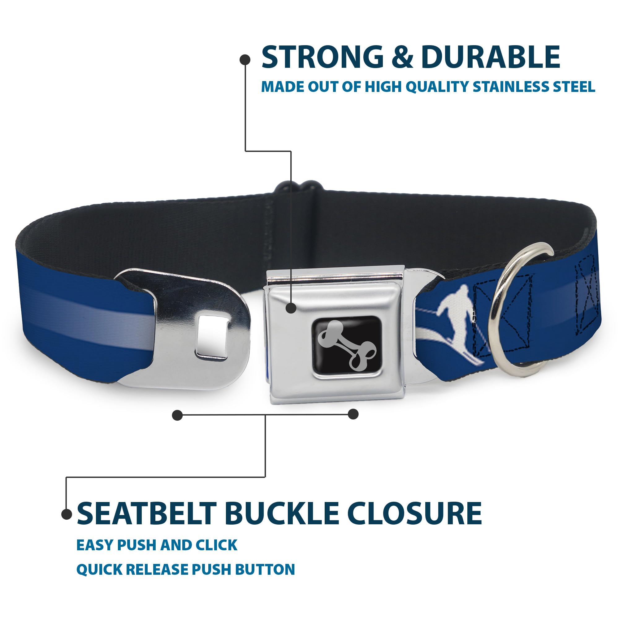 Buckle-Down DC-W35511-WM - Cinturón de Seguridad para Perro, Talla M, Color Azul, Blanco, Rojo y Amarillo