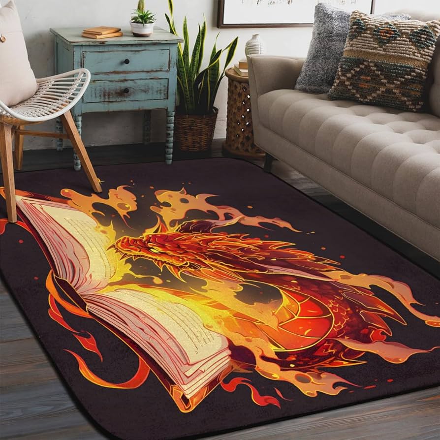 Amazon.com: Area Rug 4x6ft Magical Book Dragon Rug, Floor Cover