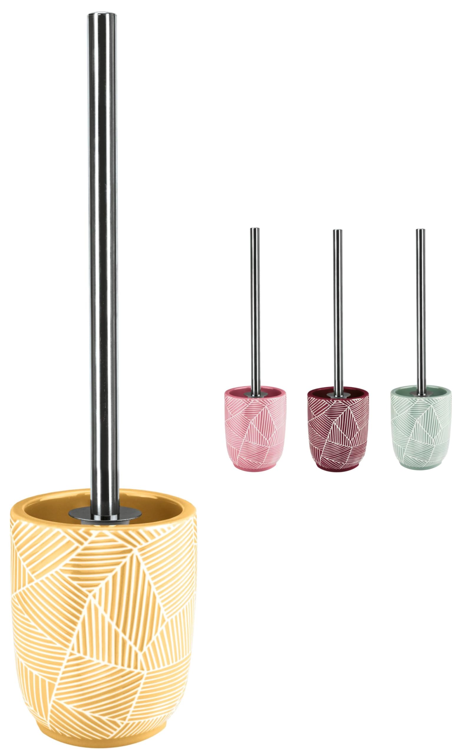 Kw Deep Yellow Pottery Ceramic Toilet Brush And Holder (Deep Yellow)