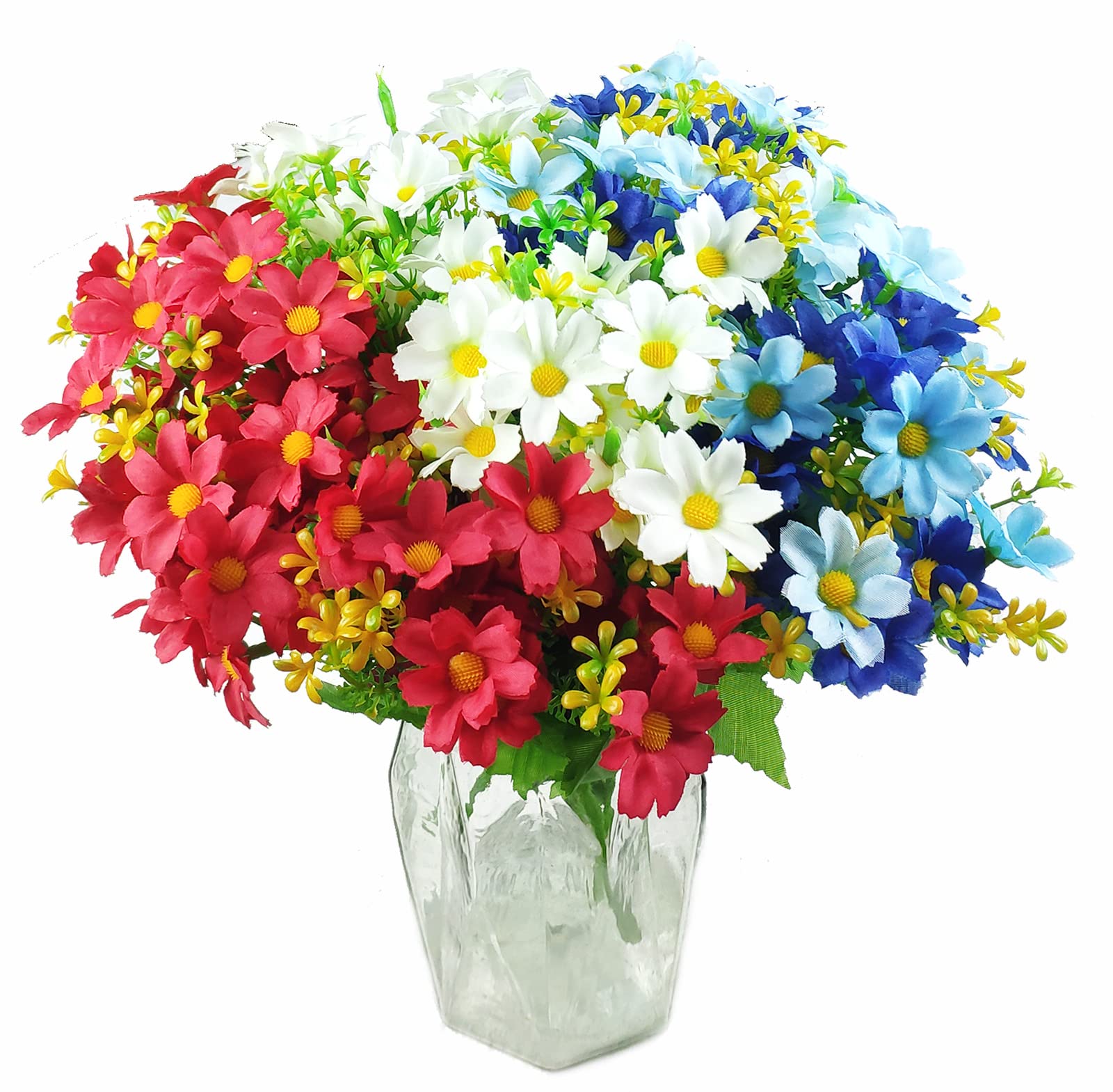 SAING S A I N G Artificial Daisy Flowers 6 Bundles UV Resistant Fake Silk Flowers No Fade Outdoor Flowers for Wreath Garden Porch Front Door Window