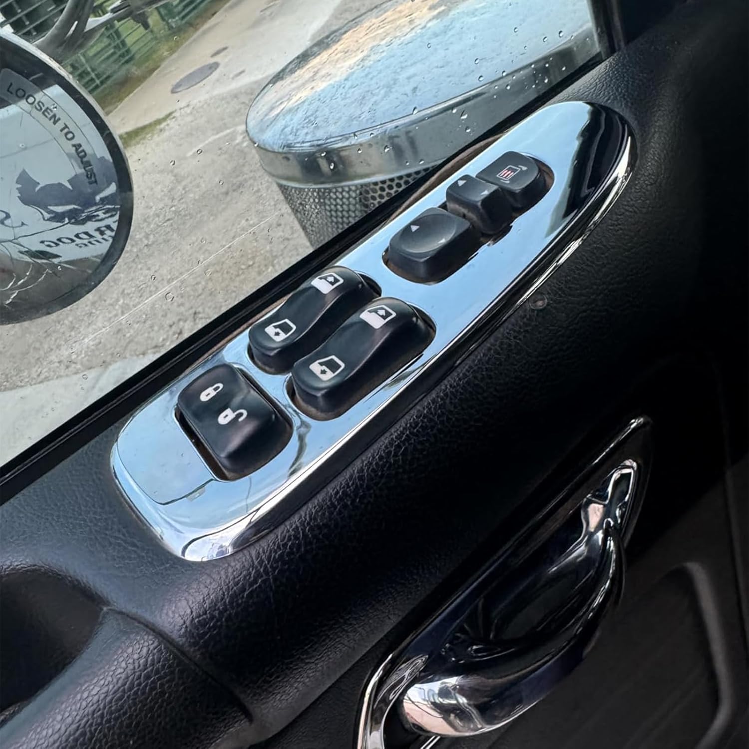 Chrome Plastic Driver and Passenger Side Window Switch Trim Cover Panel Fit for 2006 Up Peterbilt